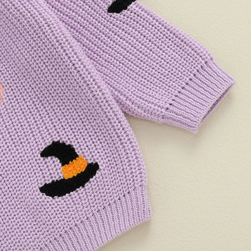 Halloween Embroidery Knitted Sweater