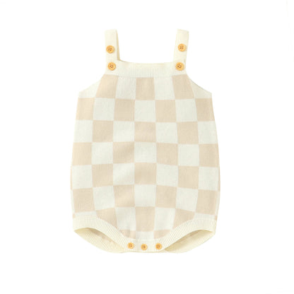Checkered Knitted Sunsuit Top