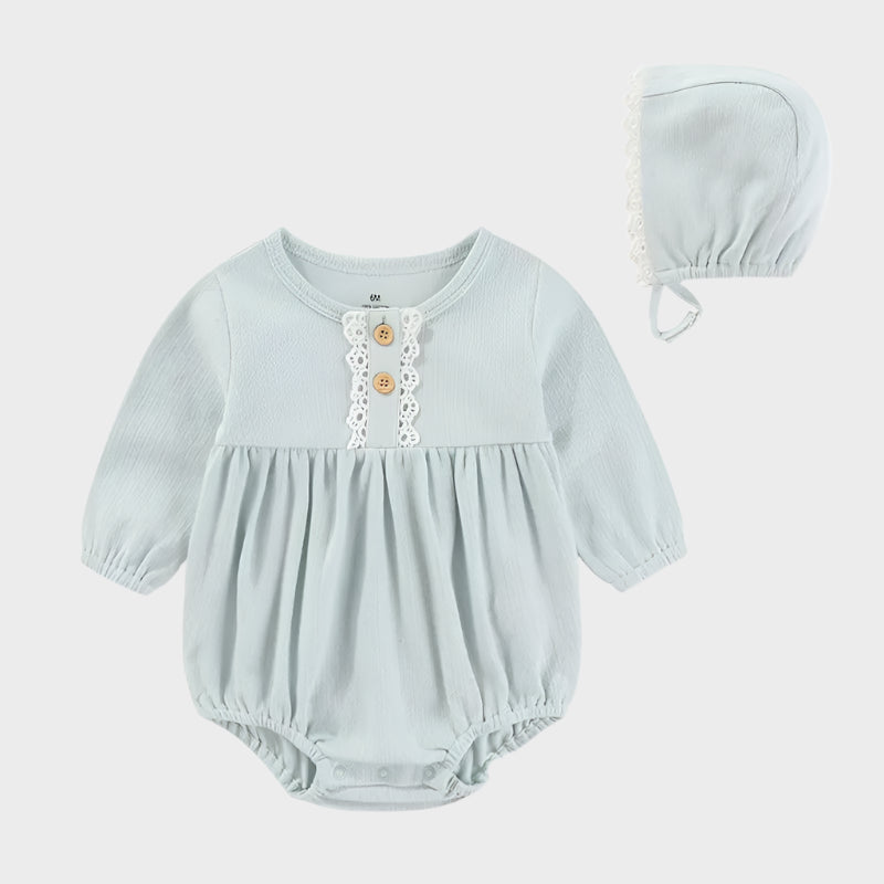 2 Piece Long Floral Romper With Beanie