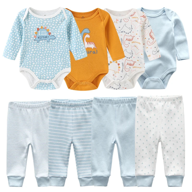8 Pack Newborn Baby Bodysuit With Pants