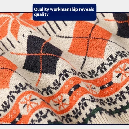 Pull tricoté à manches longues à carreaux et flocons de neige Workmanship™