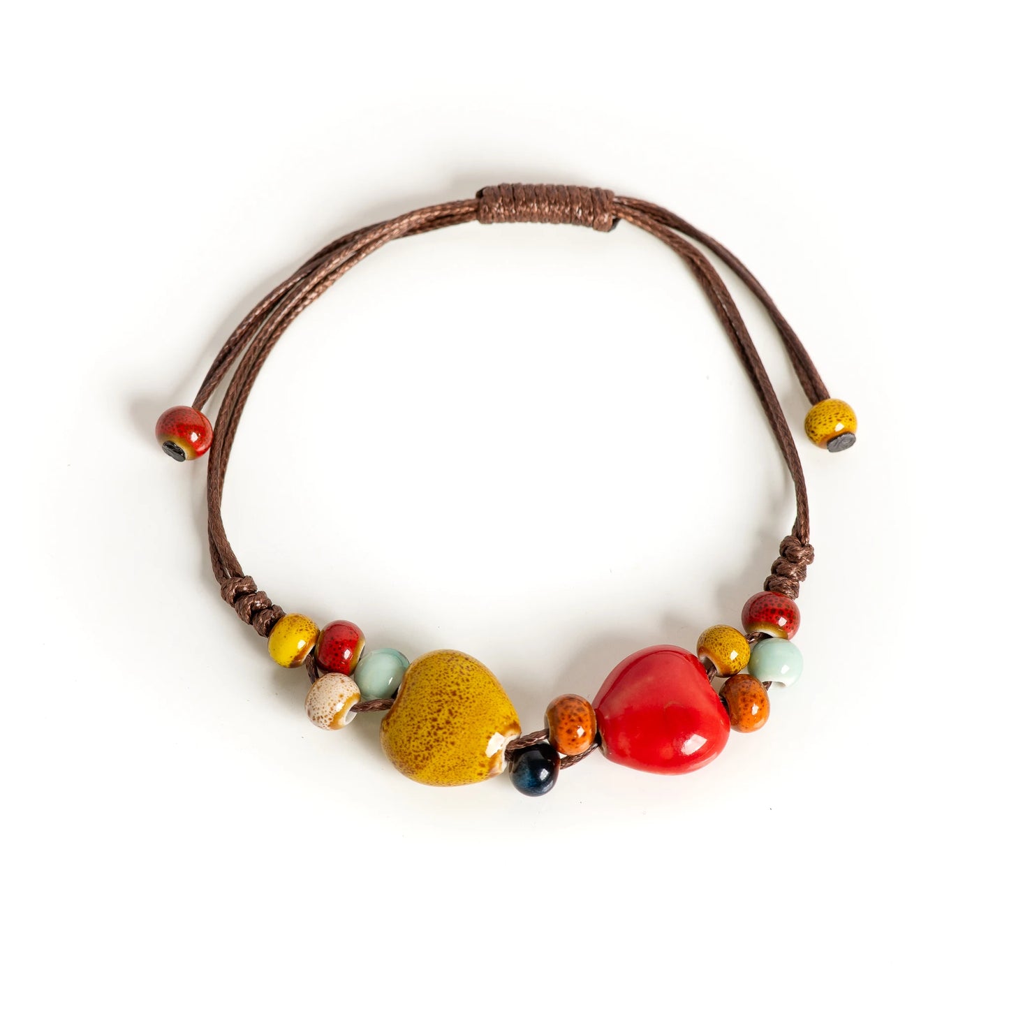 Ceramic Heart Bracelet with Adjustable Cord