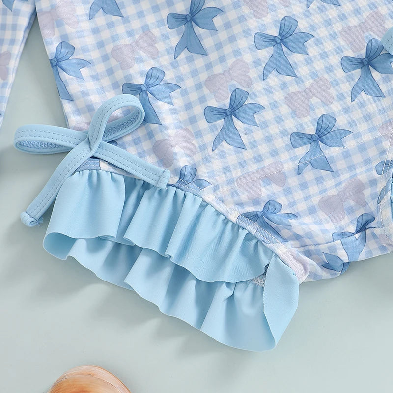 Maillot de bain rashguard à carreaux avec nœud