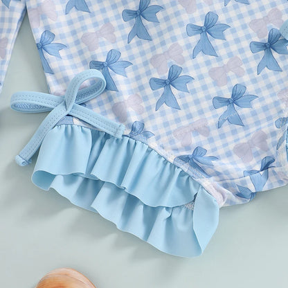 Maillot de bain rashguard à carreaux avec nœud