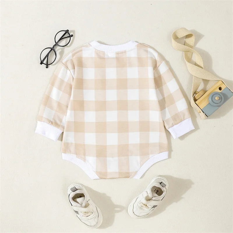 Body à manches longues avec poches et carreaux écossais