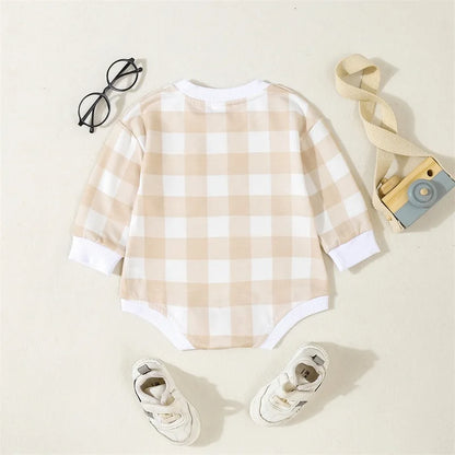 Body à manches longues avec poches et carreaux écossais