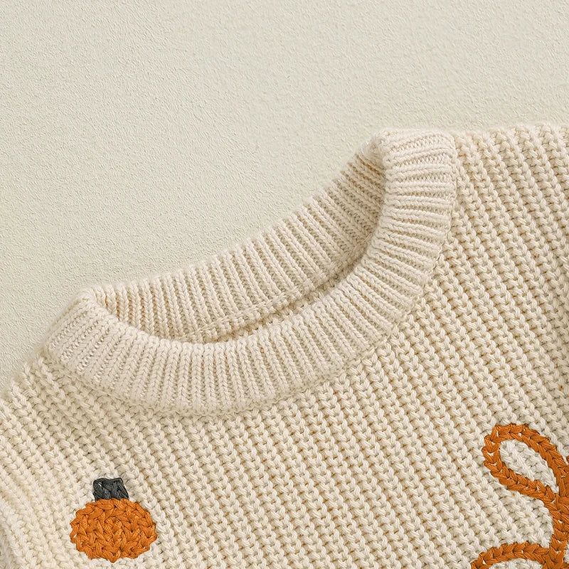 Combinaison pull décontractée avec broderie de lettres citrouilles