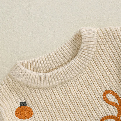 Combinaison pull décontractée avec broderie de lettres citrouilles