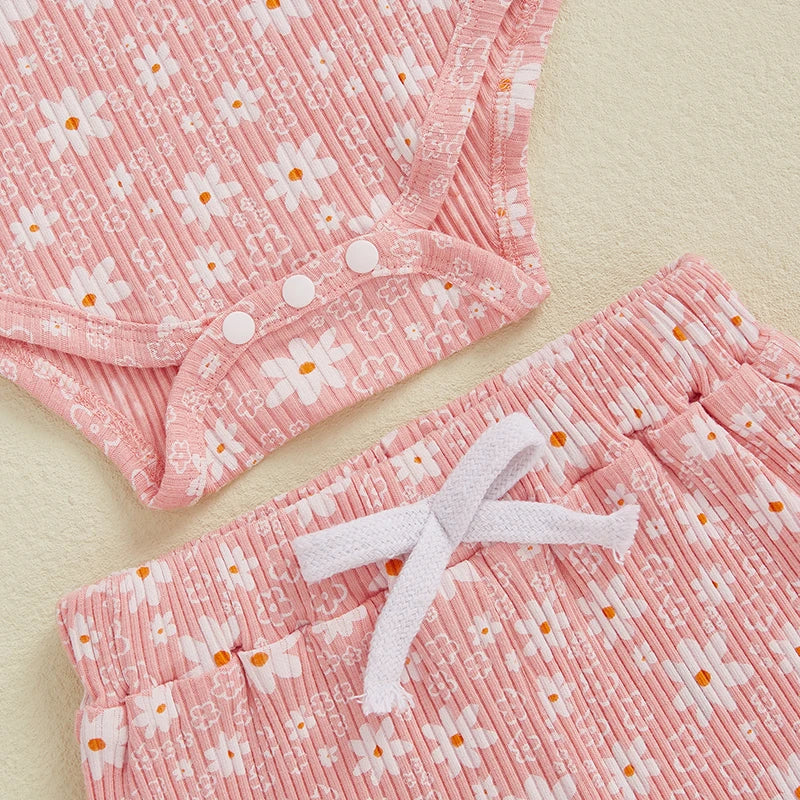 3 Piece Floral Ruffles Summer Outfit