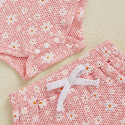 3 Piece Floral Ruffles Summer Outfit