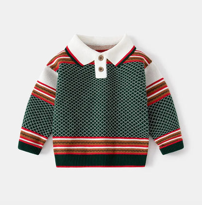 Collar Striped Long Sleeve Sweater