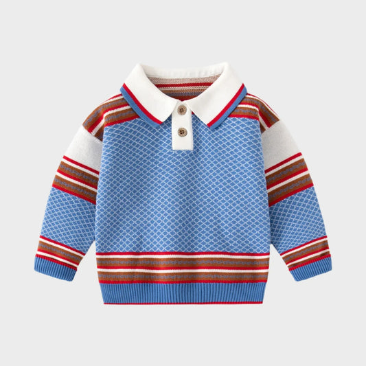 Collar Striped Long Sleeve Sweater