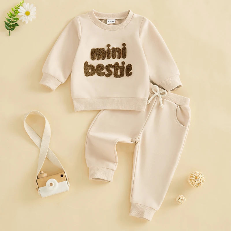 2 Piece Set Embroidery Long Sleeve Sweatshirt