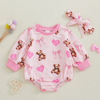 Body à manches longues avec bandeau et motif ours de dessin animé 