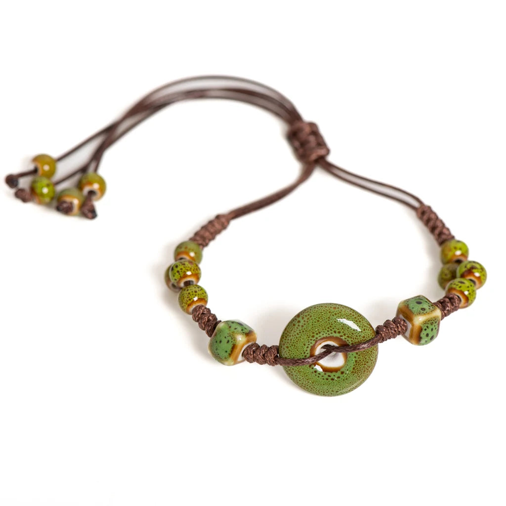 Glazed Ceramic Peace Buckle Bracelet