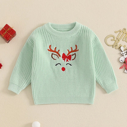 Pull de Noël brodé à manches longues avec motif renne™
