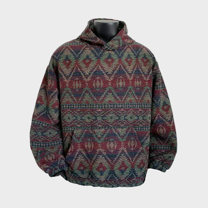 Vintage Jacquard Knit Hooded Sweater