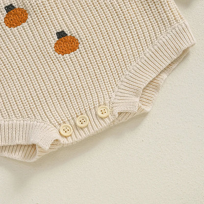 Combinaison pull décontractée avec broderie de lettres citrouilles