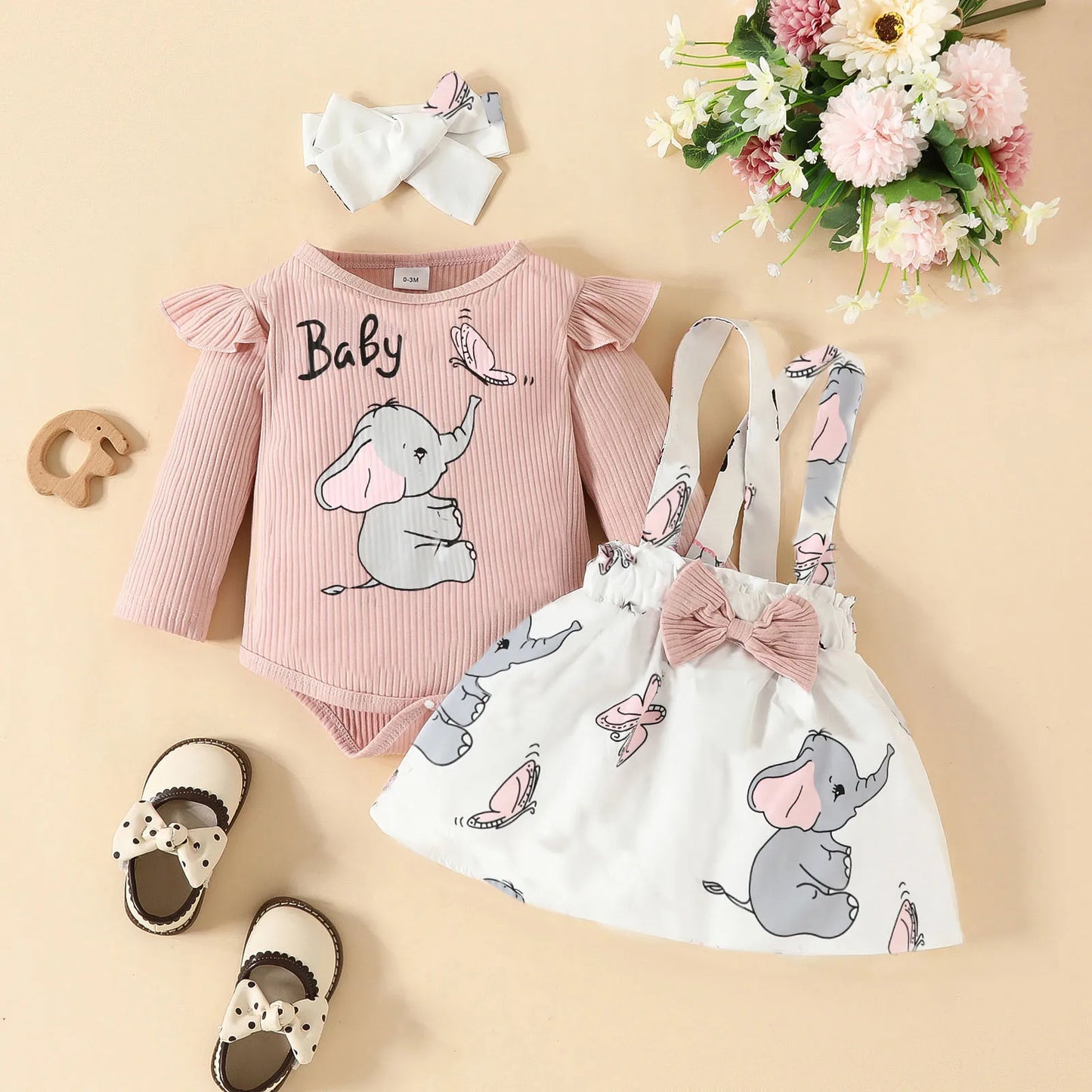 Cartoon Elephant Bodysuit with Romper