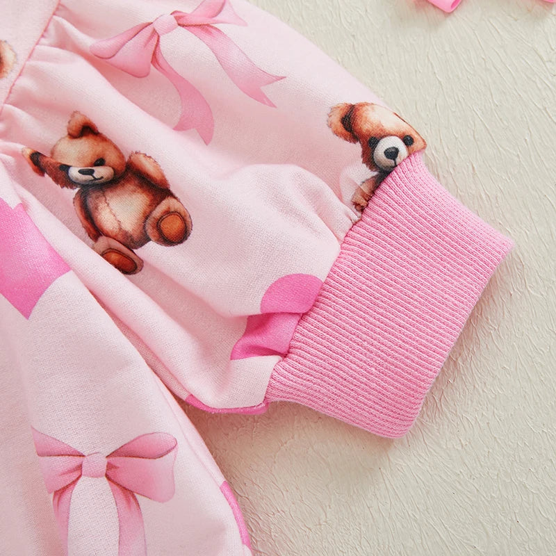 Body à manches longues avec bandeau et motif ours de dessin animé 