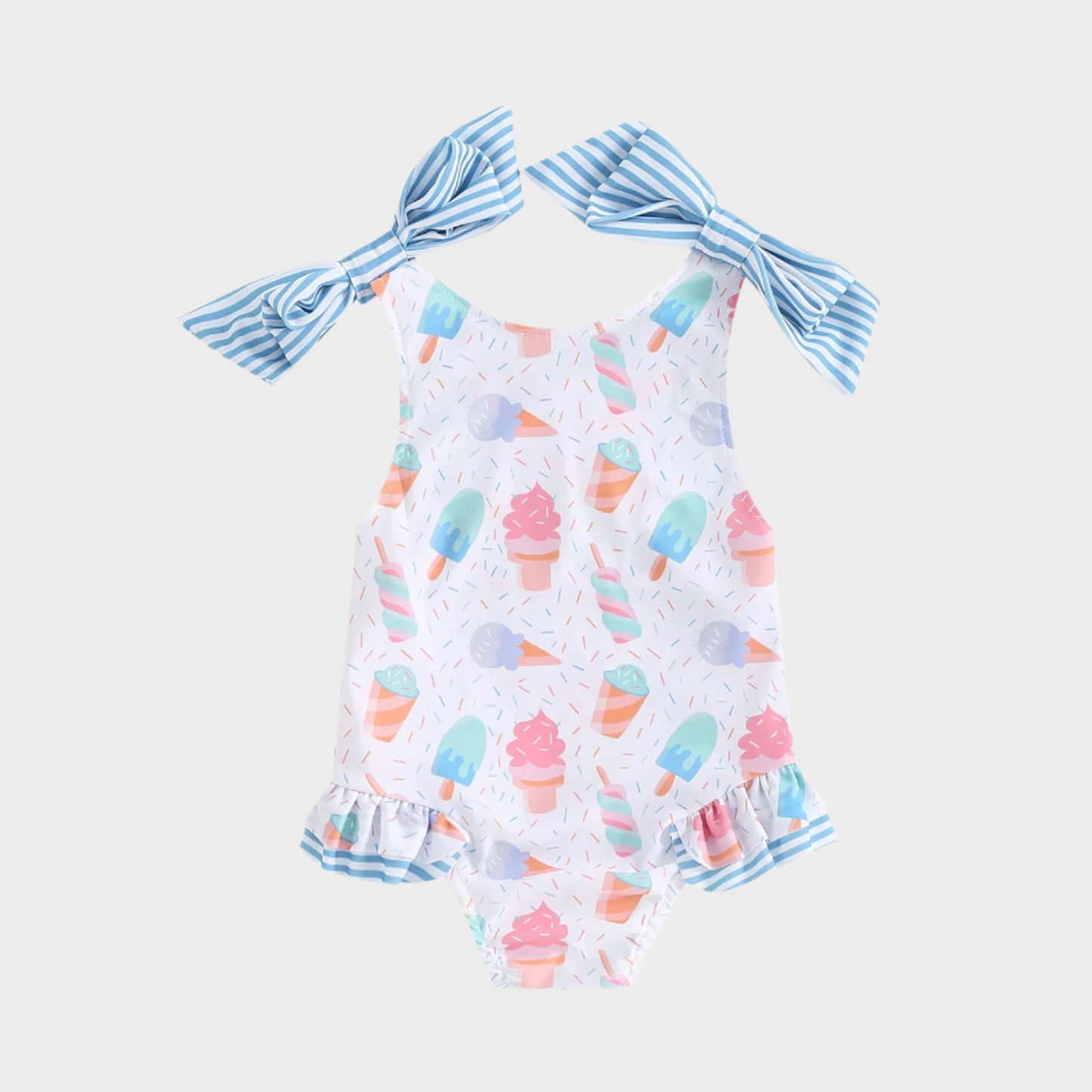 Sleeveless Floral Ruffle Swimwear