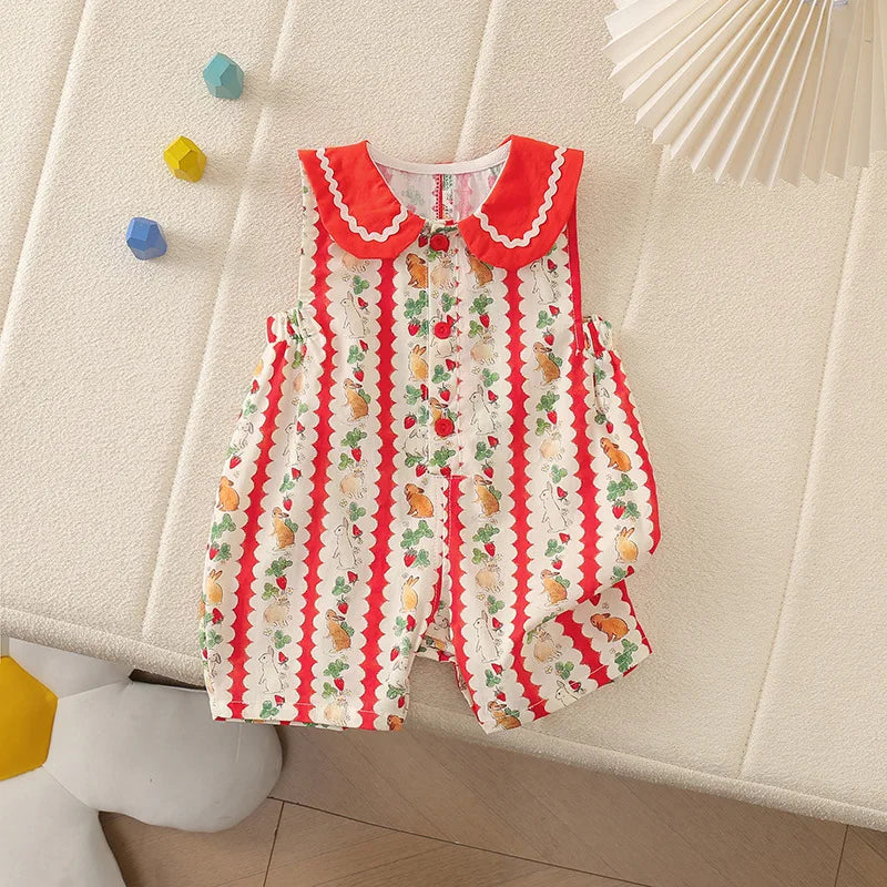 Romper with Rabbit Doll Collar
