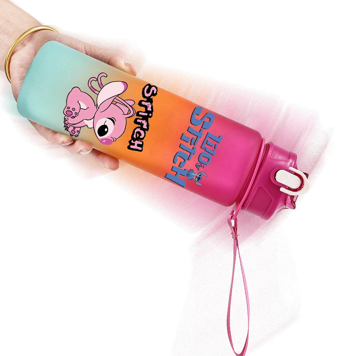 Bouteille d'eau en plastique Disney Lilo Stitch de 750 ml avec paille