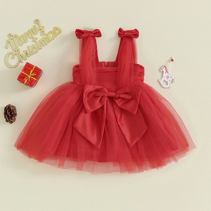 Strap Bow Christmas Tutu Sun Dress