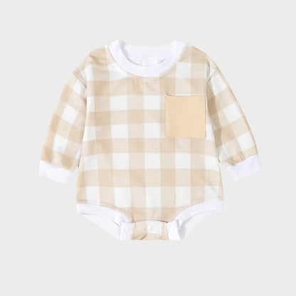 Body à manches longues avec poches et carreaux écossais