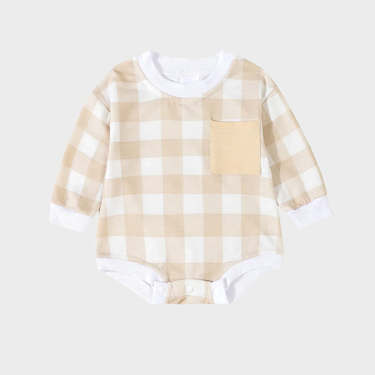 Body à manches longues avec poches et carreaux écossais