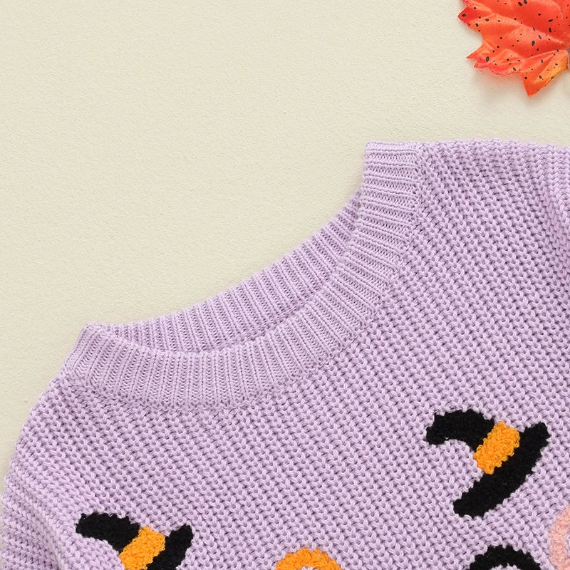 Halloween Embroidery Knitted Sweater