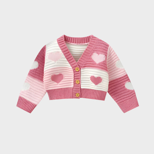 Heart-shaped V-neck Baby Cardigan