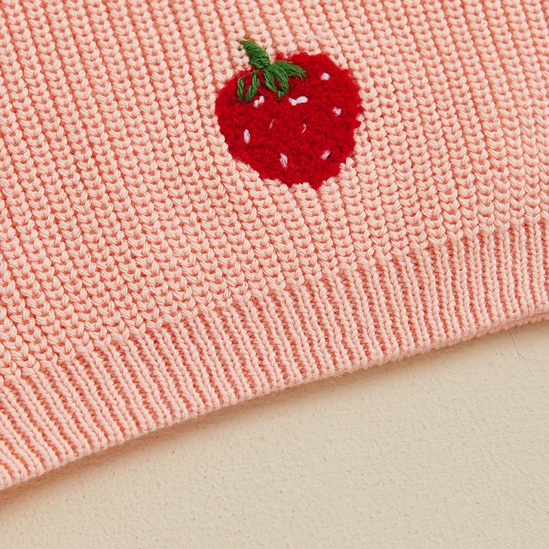 Strawberry Embroidered Long Sleeve Sweater