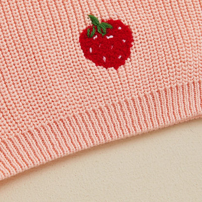 Strawberry Embroidered Long Sleeve Sweater