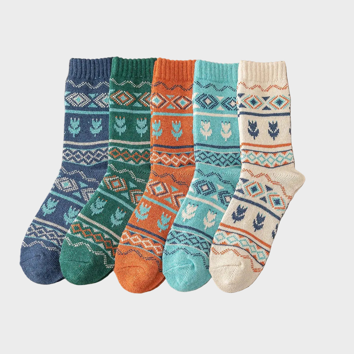 5 Pairs Unisex Thick Retro Warm Socks