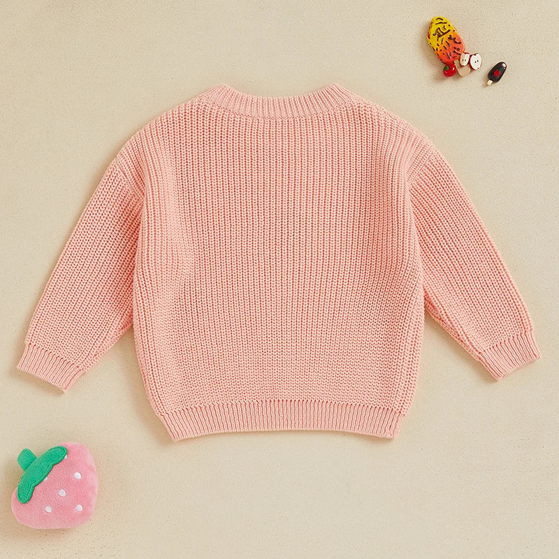 Strawberry Embroidered Long Sleeve Sweater