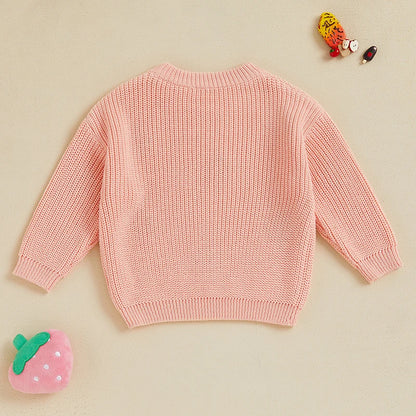 Strawberry Embroidered Long Sleeve Sweater