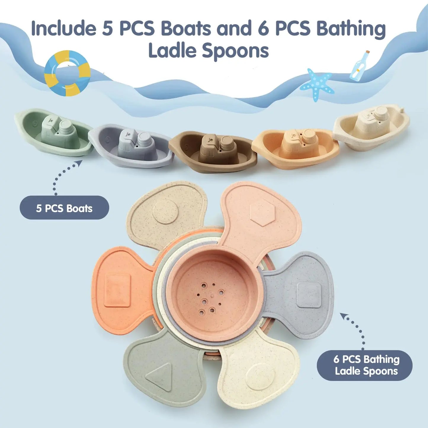 Stackable Bath Boats Toy