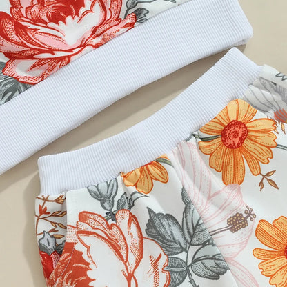 2 Pieces Floral  Long Sleeve Suit