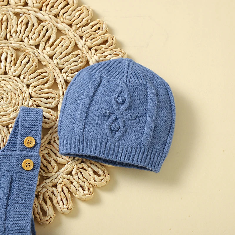 2 Pieces Knitted Sleeveless Overalls