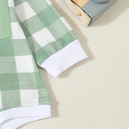 Body à manches longues avec poches et carreaux écossais