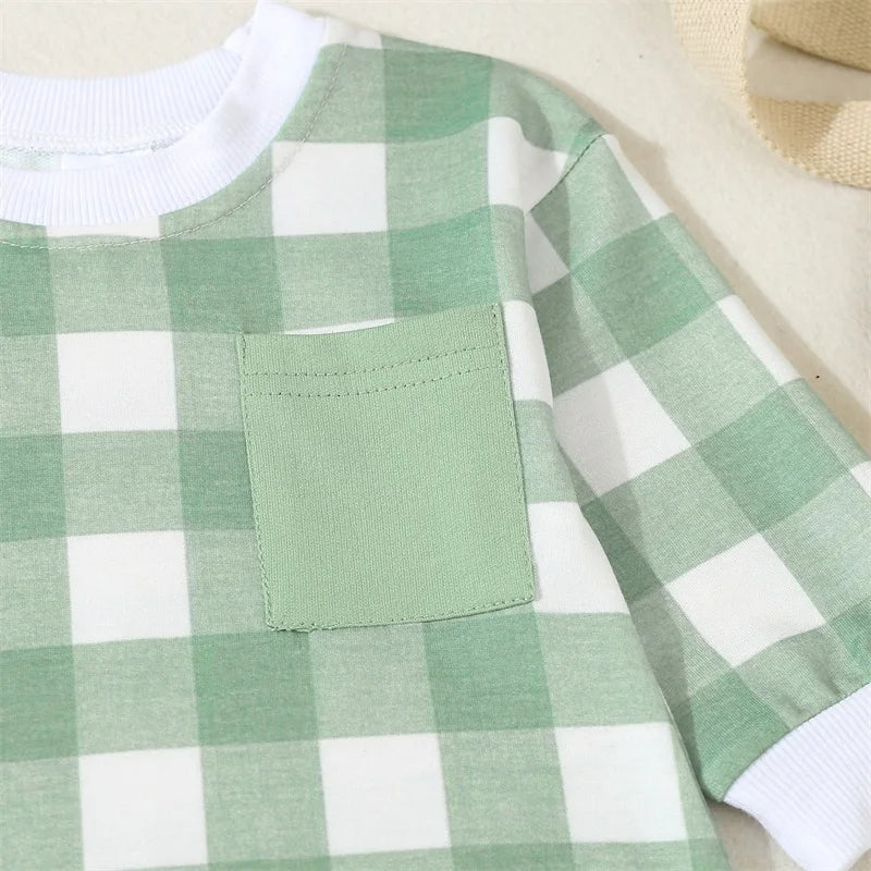 Body à manches longues avec poches et carreaux écossais