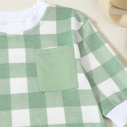 Body à manches longues avec poches et carreaux écossais