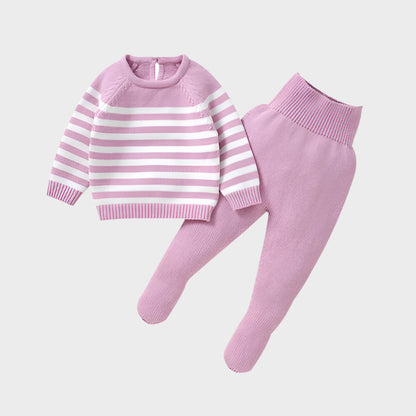 2 Piece Knitted Striped Suit