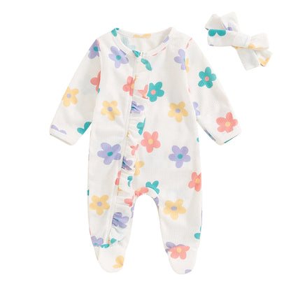 Combinaison fleurie avec bandeau