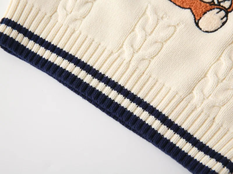 Gilet en tricot brodé dessin animé WAPYPY™ Pulls sans manches