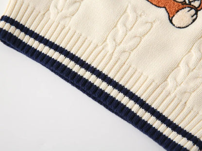Gilet en tricot brodé dessin animé WAPYPY™ Pulls sans manches