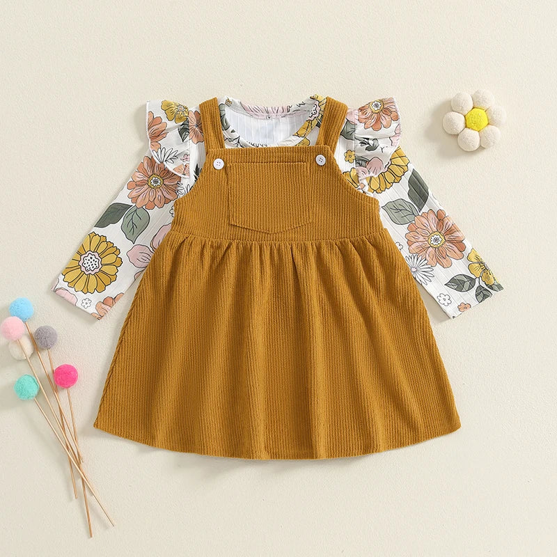 2 Piece Floral Ruffled Suit