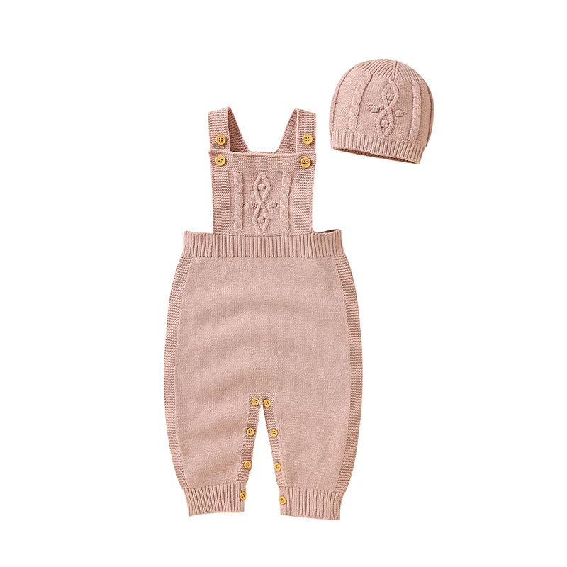 2 Pieces Knitted Sleeveless Overalls