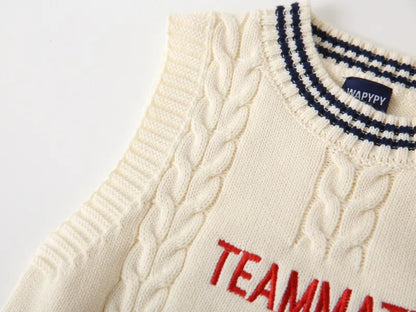 Gilet en tricot brodé dessin animé WAPYPY™ Pulls sans manches